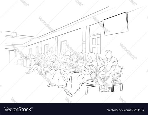 Simple sketch people at waiting room hospital Vector Image