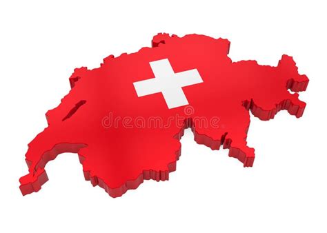 Map of Switzerland with Flag Isolated Stock Illustration - Illustration of background, render ...