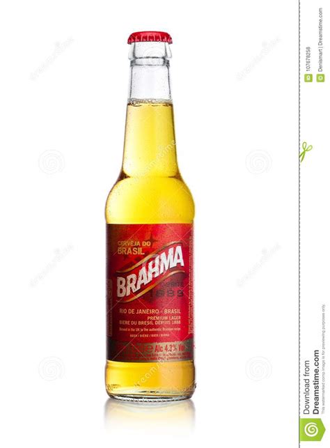 LONDON, UK - JANUARY 10, 2018: Cold Bottle of Brahma Brazilian Beer on ...