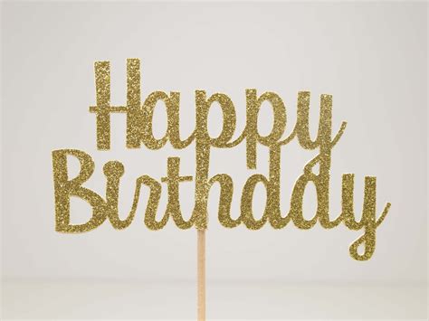 Happy Birthday Gold Glitter Cake Topper