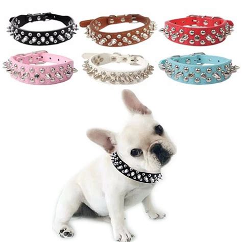 Pet Collars Pu Leather XXS L Adjustable Leather Rivet Spiked Studded Pet Puppy Dog Collar Neck ...