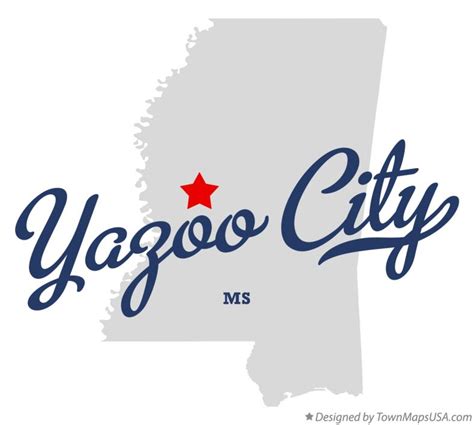 Map of Yazoo City, MS, Mississippi