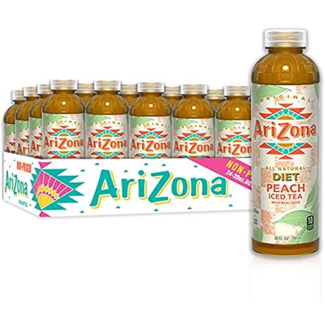 Arizona Diet Peach Tea, 20 Fl Oz, Pack Of 24 - All Natural Brewed Tea ...