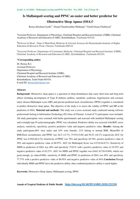 (PDF) Mallampati scoring and PPNC for OSA