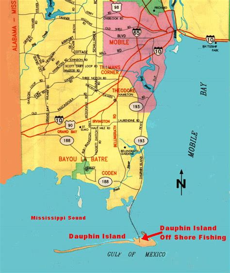 Map of Area around Dauphin Island