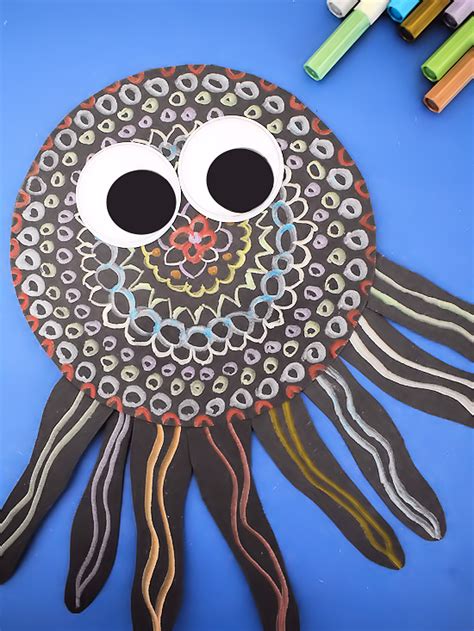 Black Paper Octopus Craft and Art Project - Our Kid Things