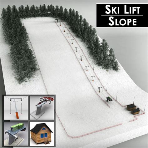 3D Ski Lift Pack Mountains Model - 3D Model Lemax Christmas Village ...