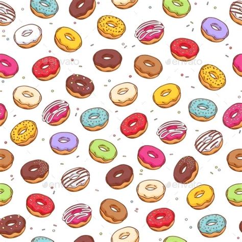 Colorful Donuts Seamless Pattern. Doodle Sketch | Vintage flowers ...