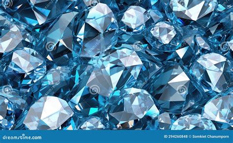 Seamless Blue Diamond Pattern Background, Abstract Gem, Crystal Texture ...