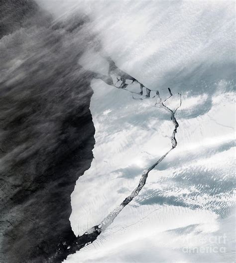 A-74 Iceberg Calving From Brunt Ice Shelf Photograph by Nasa/science Photo Library - Fine Art ...