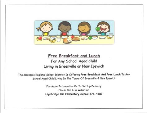 Free Breakfast and Lunch for Any School Aged Child Living in Greenville ...