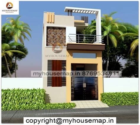 normal simple house front design with double story and yellow color