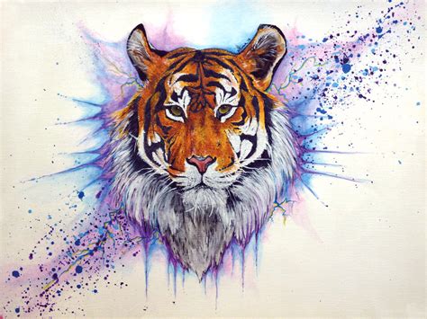 Colorful Tiger Painting at PaintingValley.com | Explore collection of ...