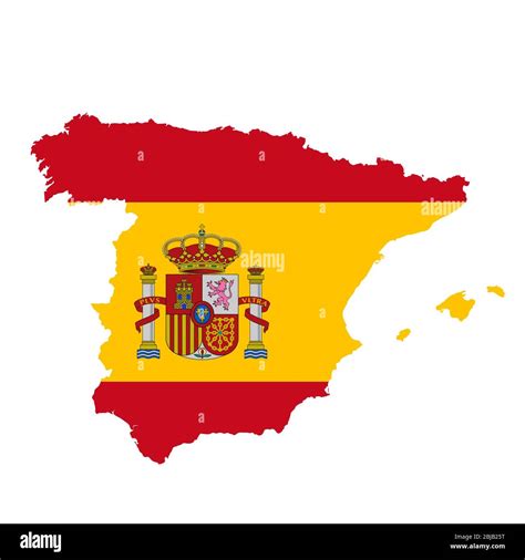 Spain flag map. Country outline with national flag Stock Photo - Alamy