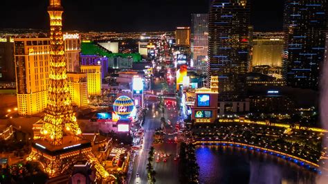 Flying Over Downtown Las Vegas At Night With Stock Footage SBV-328700501 - Storyblocks