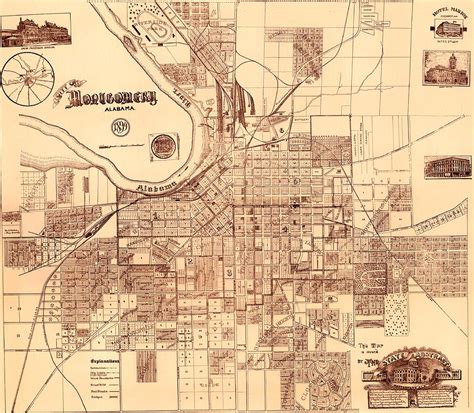 Antique Map Of Montgomery Alabama 1899 Drawing by Mountain Dreams