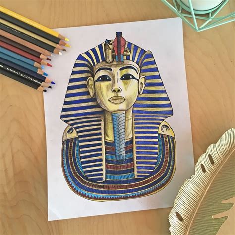 Drawing King Tut's Mask Using Symmetry- C1W2 Lesson Plan - Ridge Light Ranch | Egyptian drawings ...