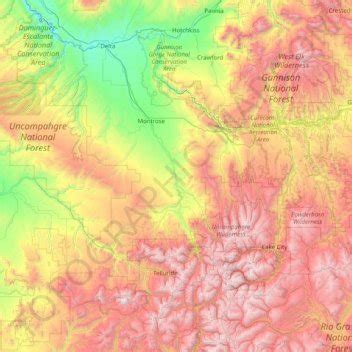 Uncompahgre National Forest topographic map, elevation, terrain