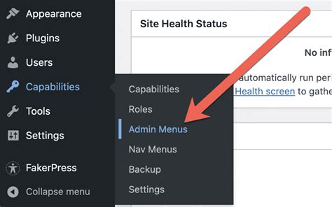 The Admin Menus Screen in PublishPress Capabilities Pro