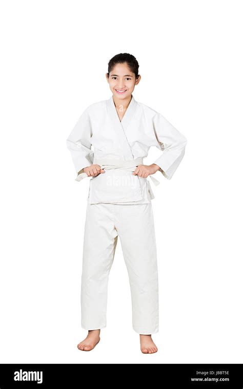 1 Indian Teenager Girl Judo karate training martial art tying belt ...