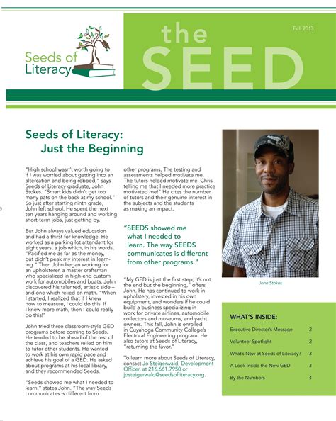 Redesigned Seeds of Literacy Newsletter - New Masthead with typography ...