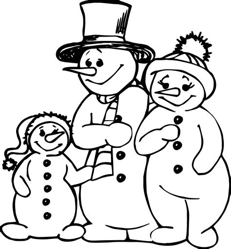 cool Family People Snowman Family Coloring Page | Presépios