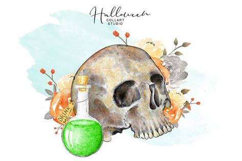 Skull Clipart, Halloween Illustration Graphic by collartstudio · Creative Fabrica