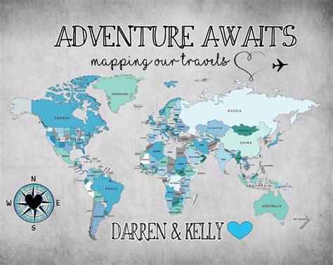 Custom Travel Map/push Pin Map/ World Map - Etsy