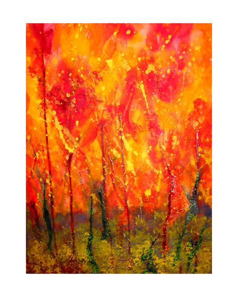 Forest Fire Painting by Russell Zellers