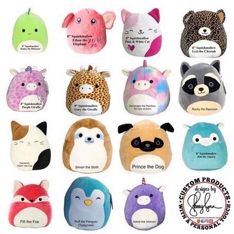 squish mallow's name's | Cute stuffed animals, Cute pillows, Animal pillows