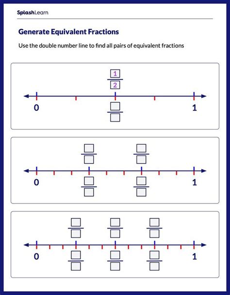 Equivalent Fractions On A Number Line Worksheet