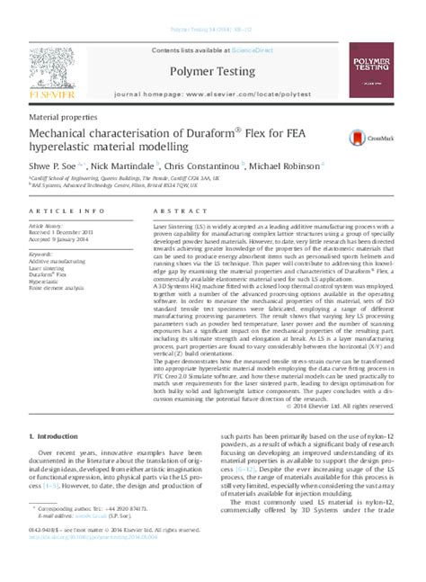 (PDF) Mechanical characterisation of Duraform® Flex for FEA ...