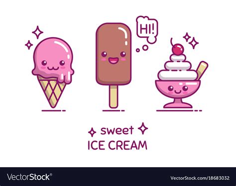 Cute sweet ice cream characters Royalty Free Vector Image