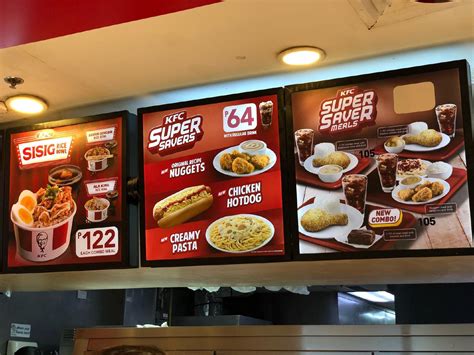 Menu at KFC restaurant, Davao City, UGround Floor