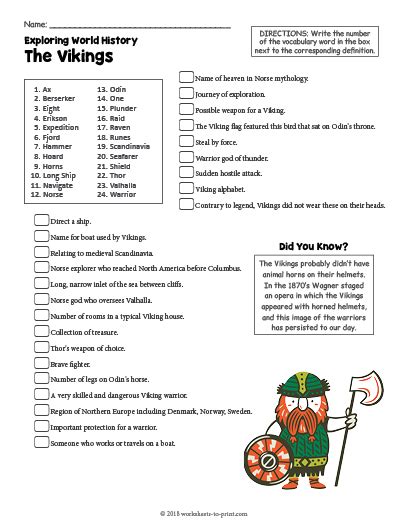 The Vikings History Worksheet