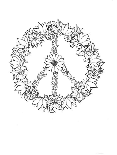 Flower Peace Sign Coloring Pages Coloring Pages