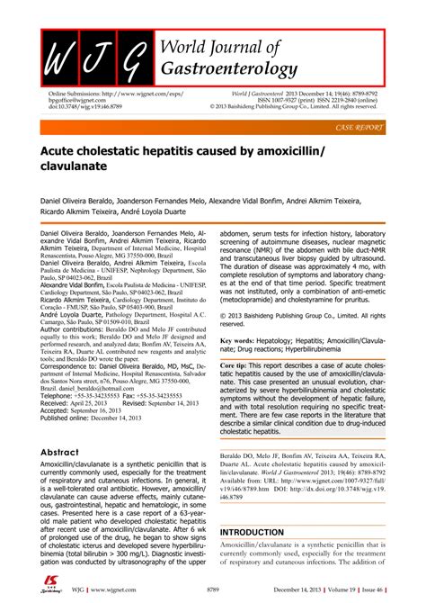 (PDF) Acute cholestatic hepatitis caused by amoxicillin/ clavulanate