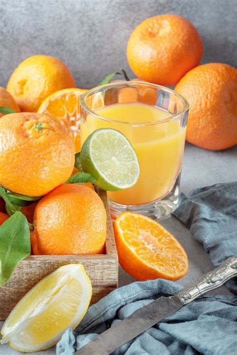 Cocktail With Tangerine And Lemon Juice Stock Image - Image of cool ...