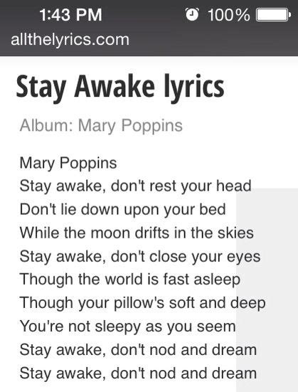 "Stay Awake" lyrics from Mary Poppins | Lullaby lyrics, Lullaby songs ...