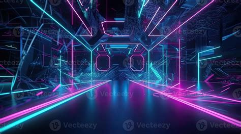 Digital futuristic ultraviolet wallpaper, abstract neon background, pink blue glowing lines and ...