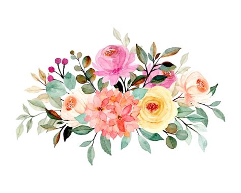 Premium Vector | Floral bouquet with watercolor