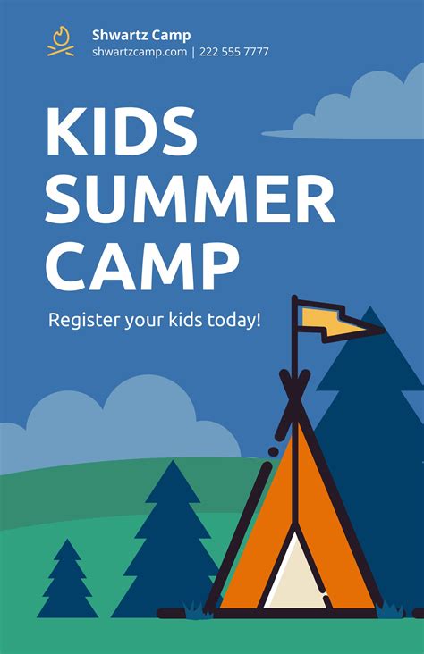 Kids Summer Camping Poster Template in PSD, Illustrator, Word, Publisher, Pages, Google Docs ...