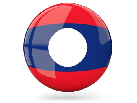 Glossy round icon. Illustration of flag of Laos