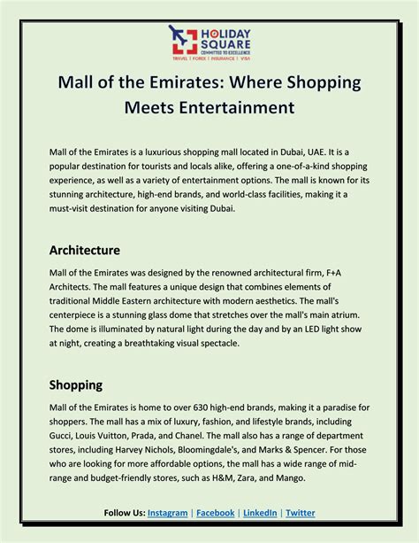 Mall of the Emirates: Where Shopping Meets Entertainment by Holiday ...