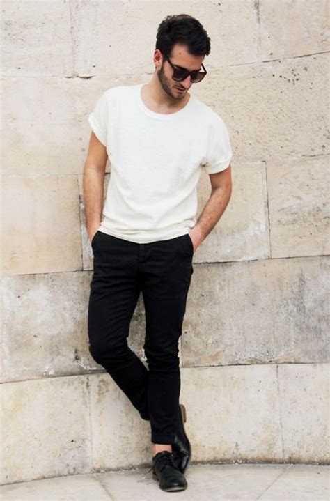 white tee & black trousers, any better? | Men's fashion black and white, Mens fashion suits ...