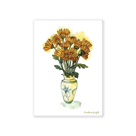 Yellow Daisies Illustration Archival Watercolor 5x7 Art - Etsy