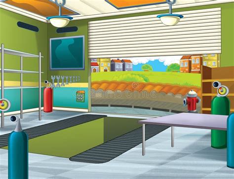 Cartoon Background - Garage Stock Illustration - Illustration of anime ...