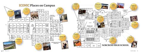 Norcross High School, Norcross, GA (map of iconic locations in school, incorporating photographs ...