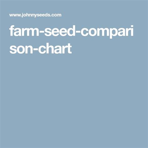 farm-seed-comparison-chart | Farm seed, Farm, Seeds