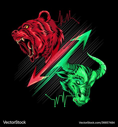 Bearish and bullish in stock market science gold Vector Image